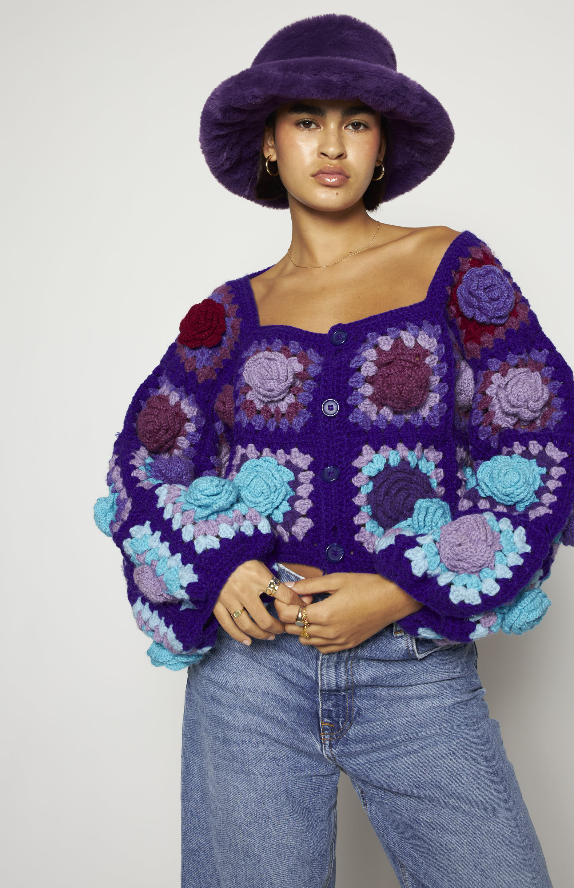 Prinsen Faux Fur Hat Purple - Image 3
